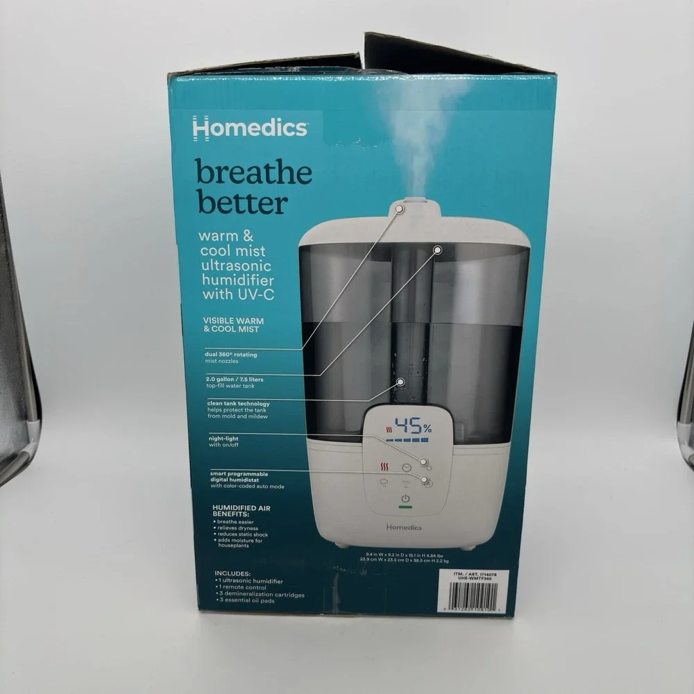 HoMedics‎ Breathe Better 2.0 Gallon Warm & Cool Mist Ultrasonic Humidifier Used